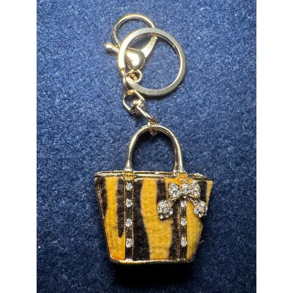 Handbag Rhinestone and Enamel Key Chain - Picture 3 of 7